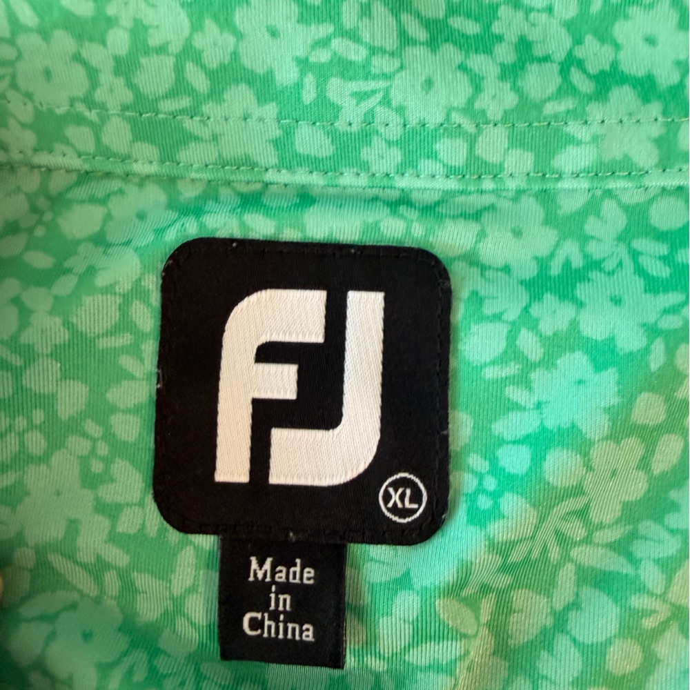 FootJoy Men's Painted Floral Lisle Self Collar Golf Polo ProDry Performance XL - Picture 6 of 10